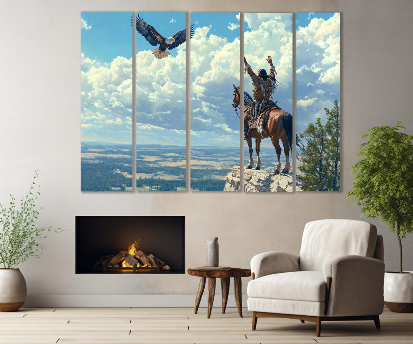 Native American Hunter Canvas Print, First Nations Wall Art, Framed and Ready to Hang