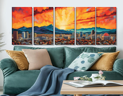 San Jose Canvas Print – Large Framed Gallery Wrapped Canvas | Abstract Cityscape Wall Art
