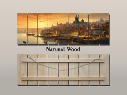Vintage Porto Print on Natural Wood – Portugal Wall Art