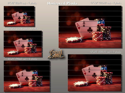 Poker Chips Wall Art – Rustic Wood Print | Casino Game Artwork on Wood Planks