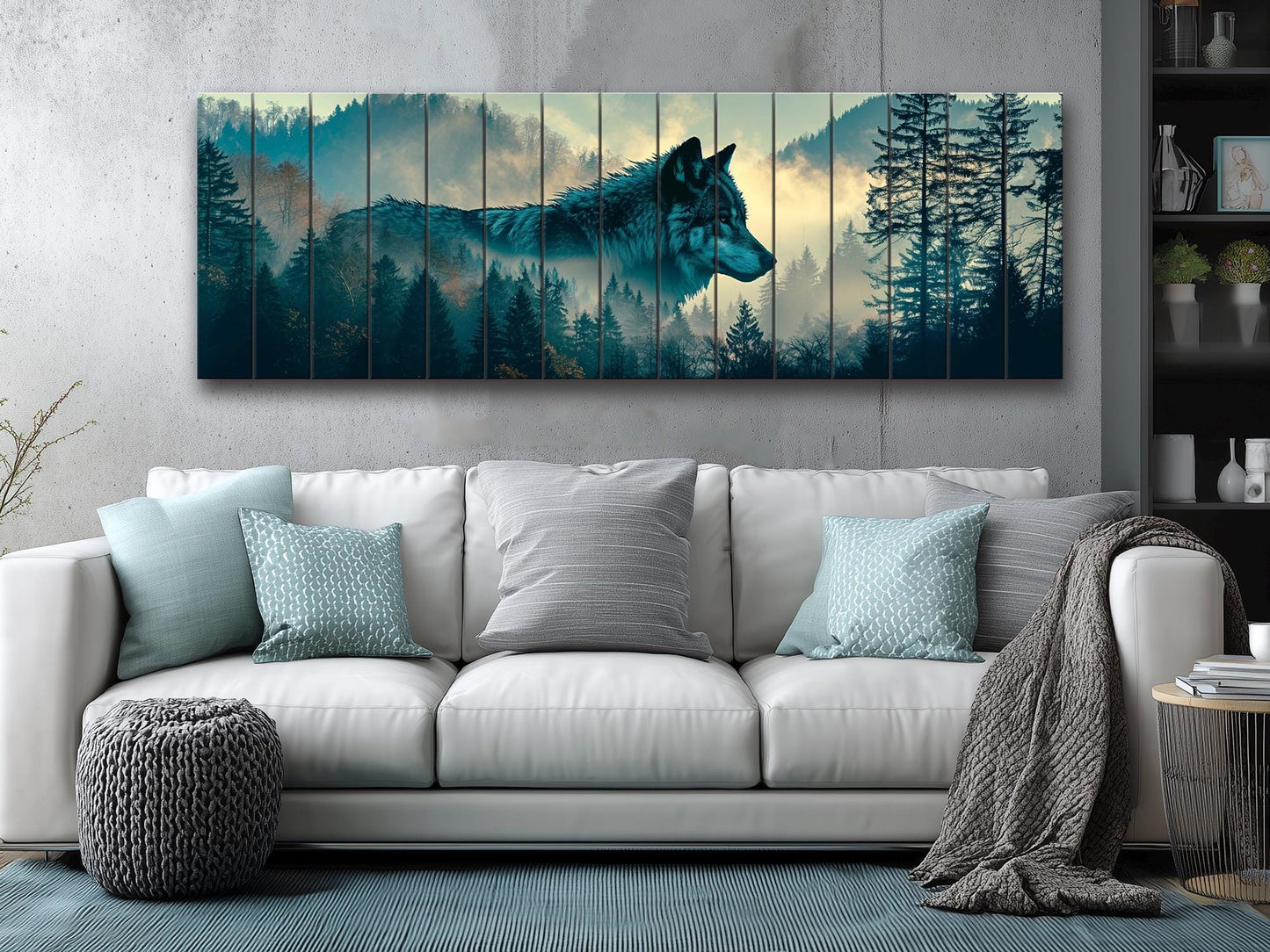 Wolf Wood Wall Art – Howling Wolf On Moon | Natural Wood Art Print