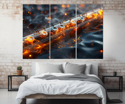 Abstract Flute Painting Canvas Print, Flute Wall Art, Flute Player Gift, Music Class Decor, Flutist Gift, Framed and Ready to Hang