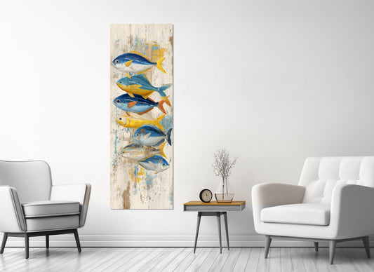 Fish Canvas Print - Colorful Nautical Wall Art | Rustic Coastal Decor, Ready to Hang