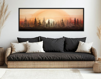 Sunset Pine Trees Canvas - Vintage Landscape Art | Framed & Ready to Hang