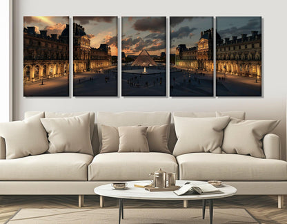 Louvre at Night Canvas – Paris Wall Art | Abstract Cotton Canvas Print, Framed & Ready to Hang
