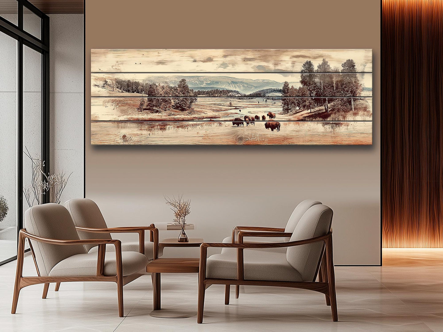 Yellowstone Wood Print – Rustic Wall Decor on Natural Wood Art Panel