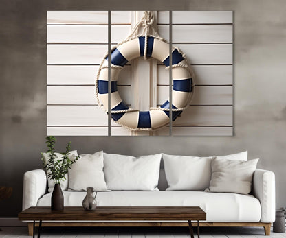 Nautical Canvas Print – Minimalist Lifebuoy Wall Art on Cotton Canvas | Framed Gallery Wrapped