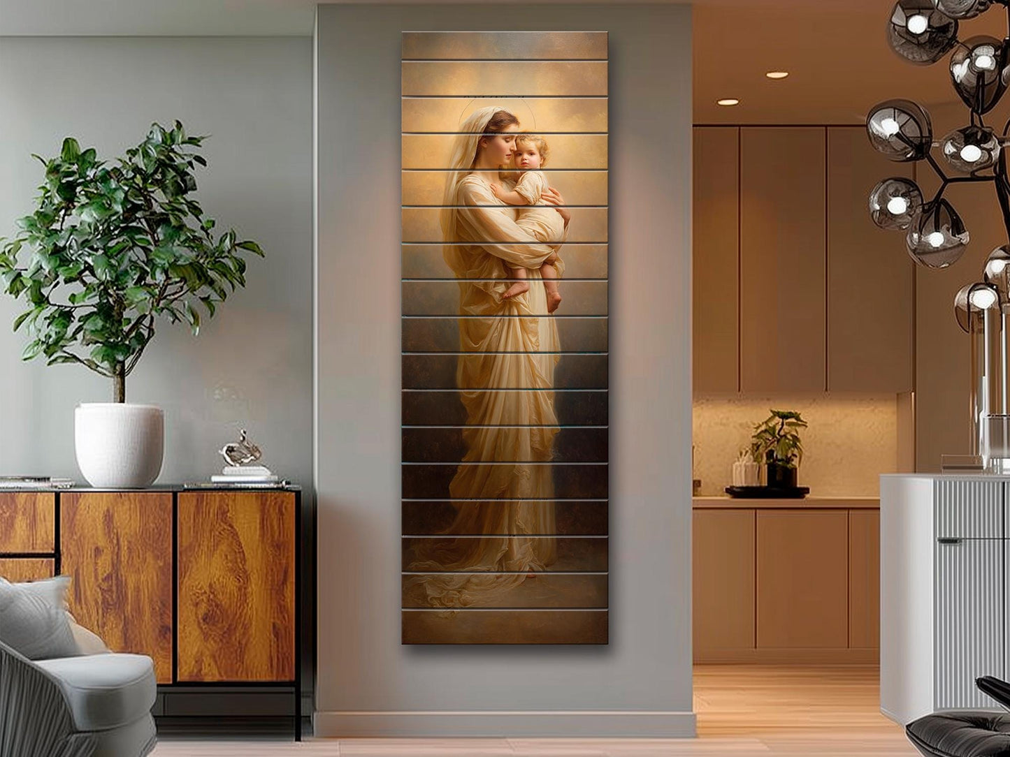 Mother and Child Wall Art – Renaissance Sacred Wood Print on Linden