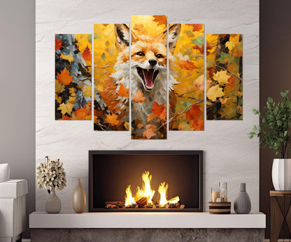 Fox Wall Art – Sly Fox Painting on Gallery Wrapped Canvas | Autumn Forest Decor