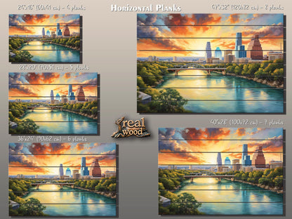 Wood Wall Art - Abstract Austin Painting Printed on Wood, Austin Wall Art, Austin Bridge Poster, Austin Skyline on Wood, Austin Wall Decor
