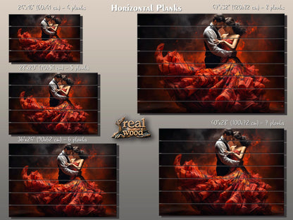 Wood Wall Art – Flamenco Dance Print | Vintage Dance Art on Natural Wood
