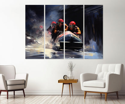 Abstract Bobsleigh Wall Art – Framed Canvas Print | Modern Sports Artwork