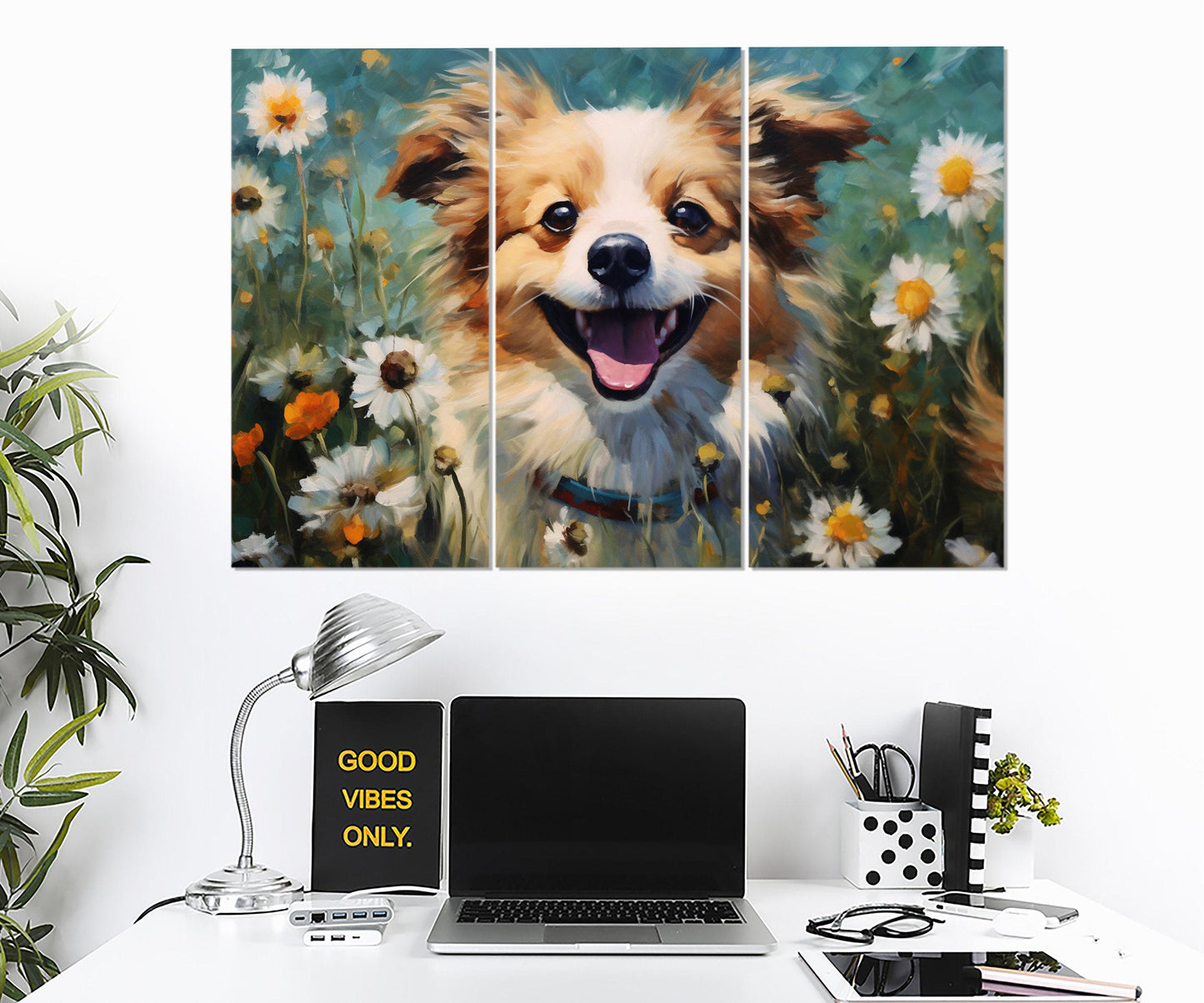 Puppy Canvas Print - Cute Puppy Painting on High Quality Cotton Canvas | Ready to Hang