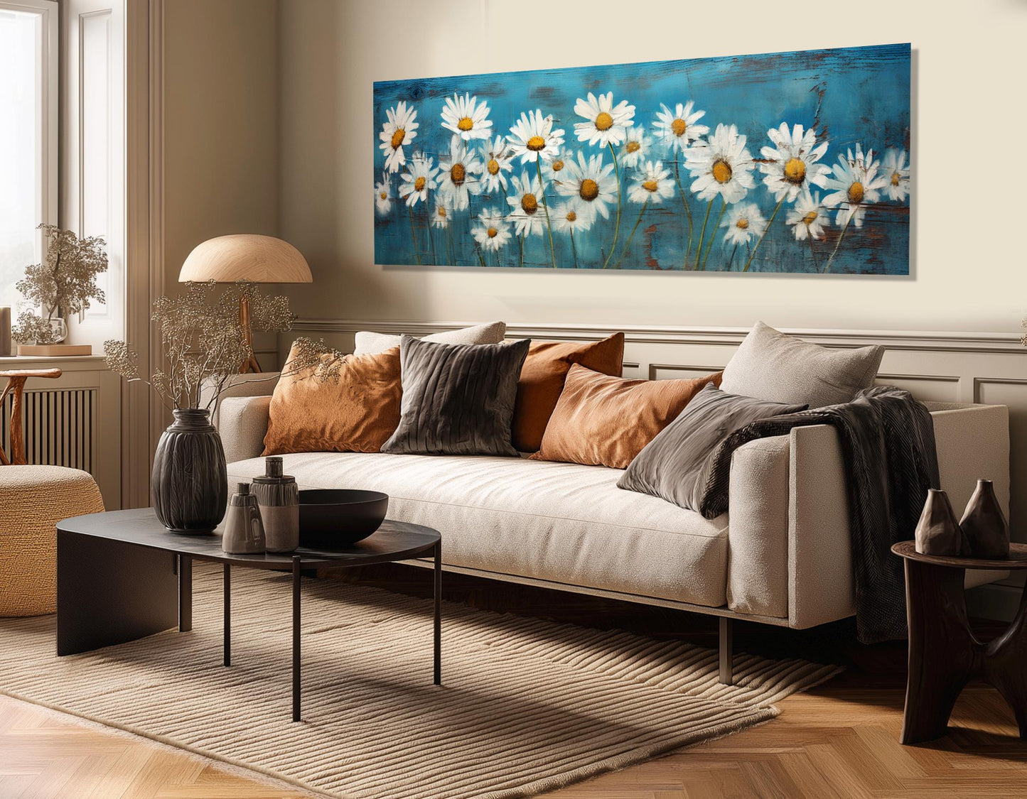 Daisy Canvas Print – White Daisy Painting Floral Wall Art | Ready to Hang