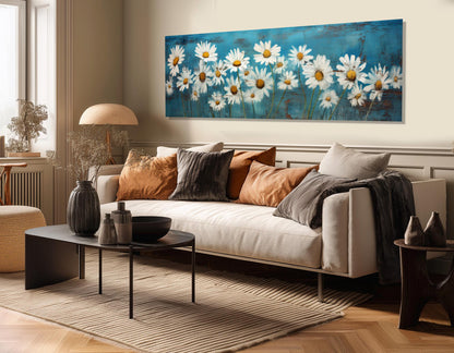 Daisy Canvas Print – White Daisy Painting Floral Wall Art | Ready to Hang