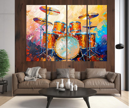Drums Canvas Art - Watercolor Drum Painting | Framed Drum Canvas Ready to Hang