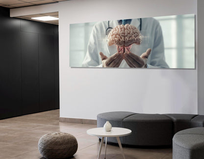 Human Brain Canvas Print – Framed Gallery Wrapped Art for Psychologist Office Decor