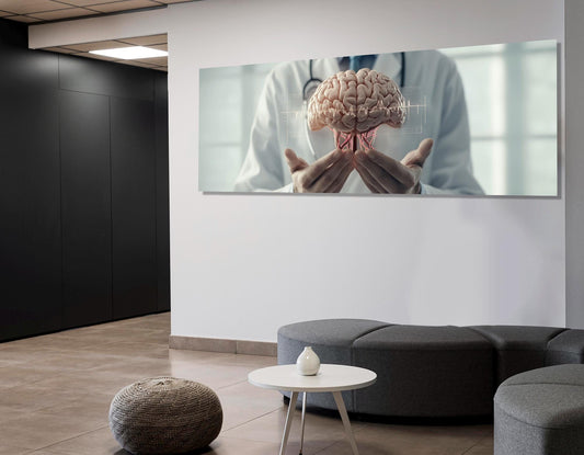 Human Brain Canvas Print – Framed Gallery Wrapped Art for Psychologist Office Decor