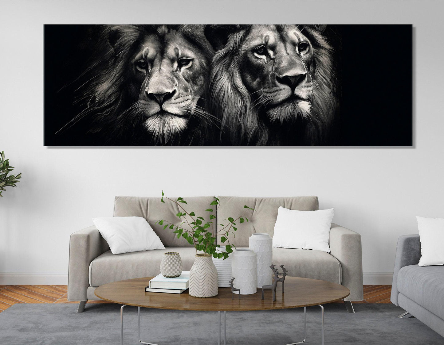 Lions Canvas Print - Scenic Lion Painting | Framed Canvas Art, Ready to Hang