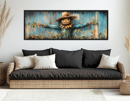 Rustic Farmhouse Wall Art - Scarecrow Canvas Print | Framed & Ready to Hang