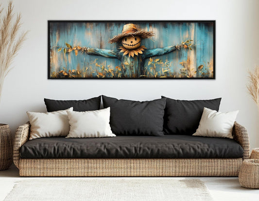 Rustic Farmhouse Wall Art - Scarecrow Canvas Print | Framed & Ready to Hang