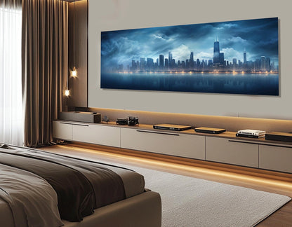 Chicago Skyline Canvas Print - Large Framed Ready to Hang Urban Wall Art