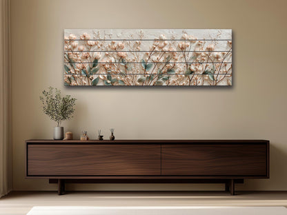 Botanical Wood Art - Rustic Floral Wood Print With Wildflower Wall Decor