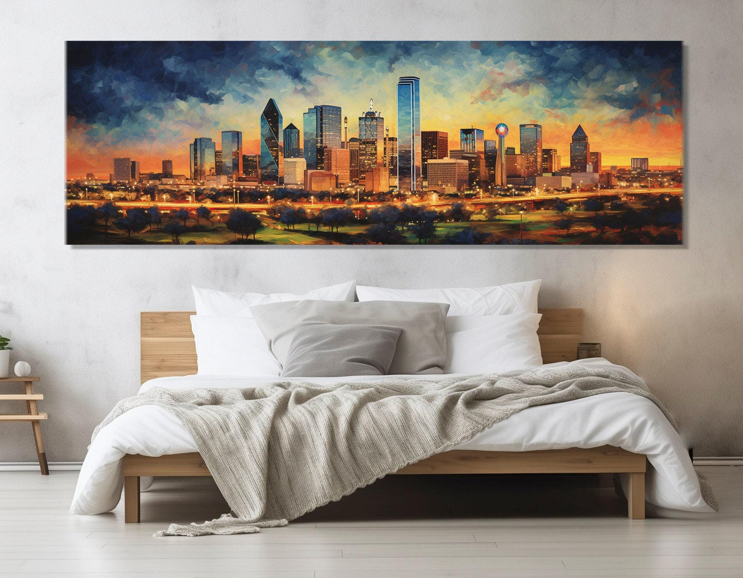 Dallas Canvas Print – Abstract City Painting | Large Gallery Wrapped Canvas Art