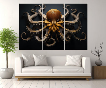Abstract Octopus Canvas | Large Octopus Painting - Ready to Hang Wall Art