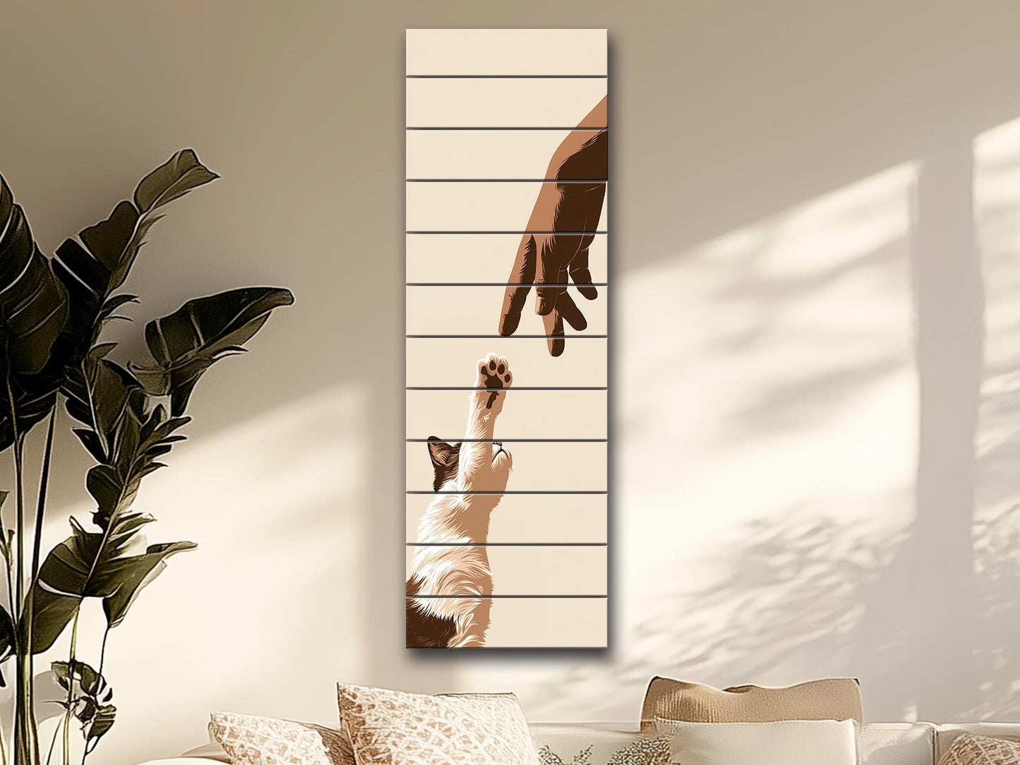 Vintage Kitten Wall Art – Rustic Wood Wall Decor with Cozy Cat Print