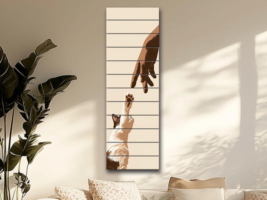 Vintage Kitten Wall Art – Rustic Wood Wall Decor with Cozy Cat Print
