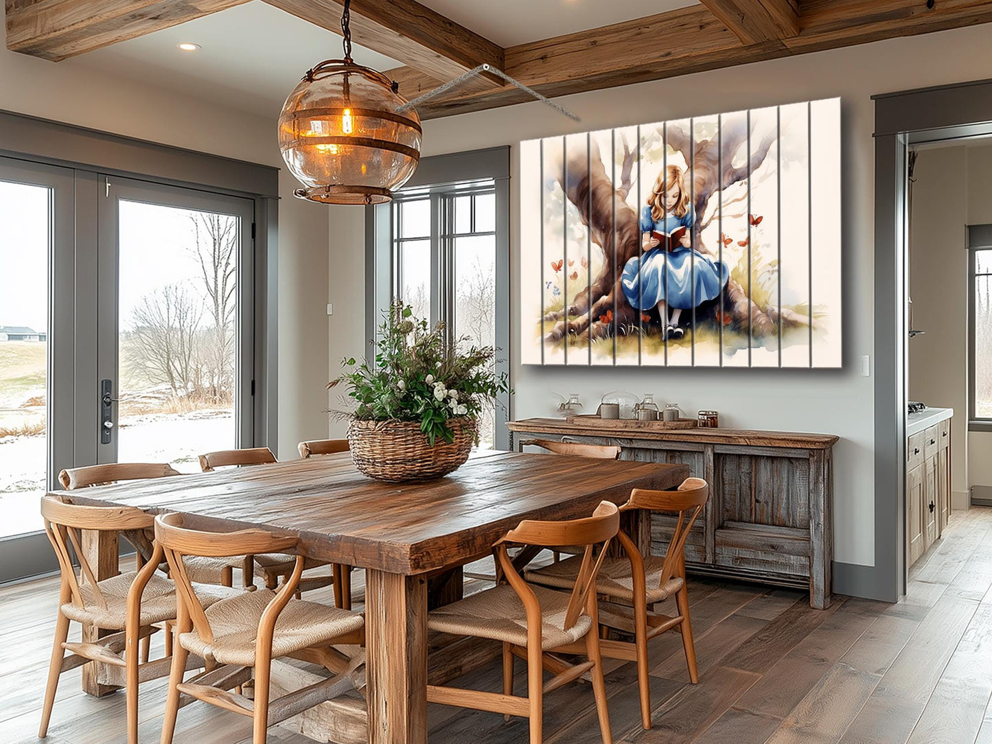 Alice in Wonderland Wood Print – Modern Kids Room Decor | Wood Wall Art Panel