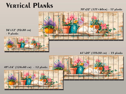 Wood Wall Art – Cozy Sleeping Cat Painting on Natural Wood Plank | Rustic Floral Decor
