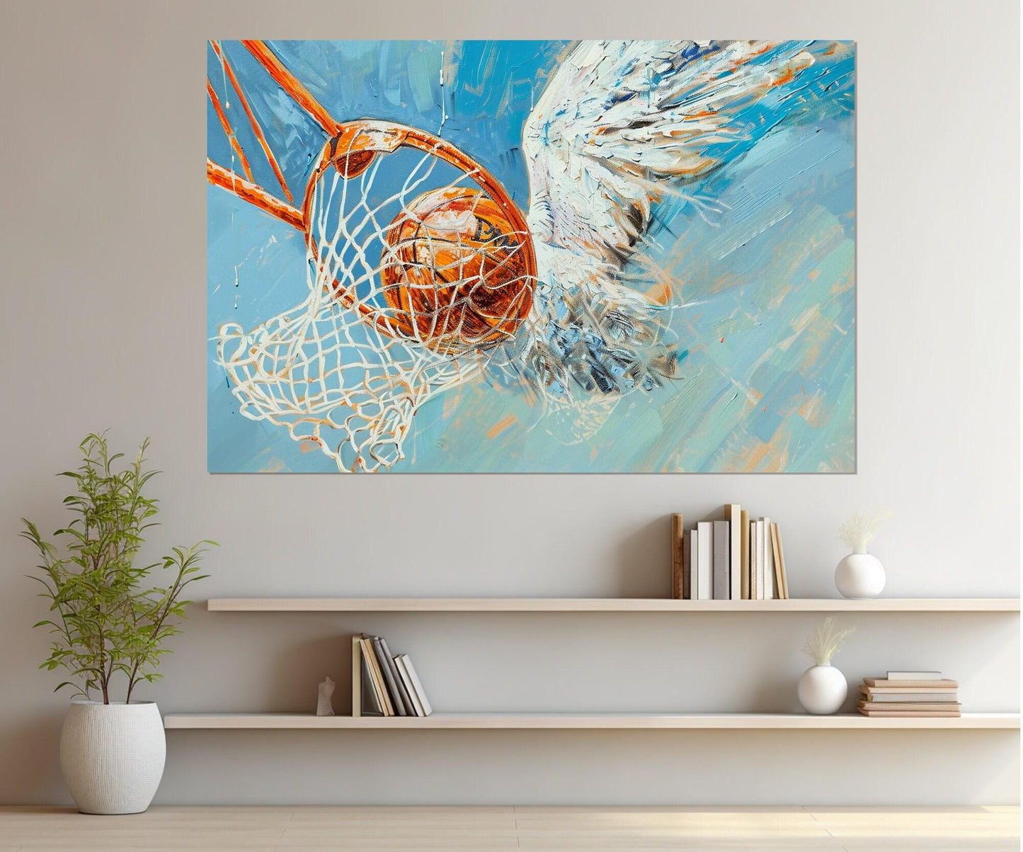 Abstract Basketball Painting – Framed Basketball Wall Art Canvas Print Ready to Hang