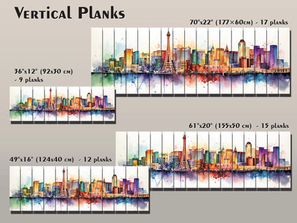 Las Vegas Wall Art – Rustic Wood Decor with Abstract Panoramic Print on Natural Wood