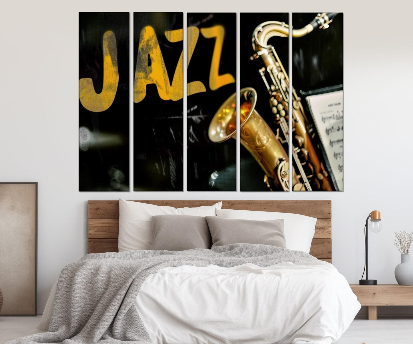 Abstract Saxophone Canvas - Jazz Wall Art | Framed Canvas Print Ready to Hang