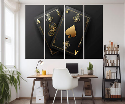 Poker Wall Art - Pocket Aces Print | Abstract Poker Canvas Decor, Ready to Hang