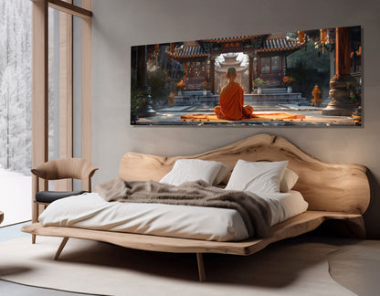 Buddhist Monk Canvas Print – Meditation Wall Art | Framed Canvas Art Ready to Hang