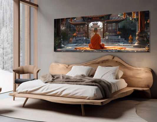 Buddhist Monk Canvas Print – Meditation Wall Art | Framed Canvas Art Ready to Hang