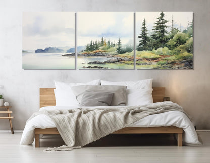 Isle Royale Canvas Print – Misty Forest Painting | Framed & Ready to Hang Wall Art