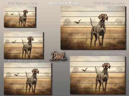 Rustic Wood Wall Art – German Shorthaired Pointer Hunting Dog Poster on Natural Wood
