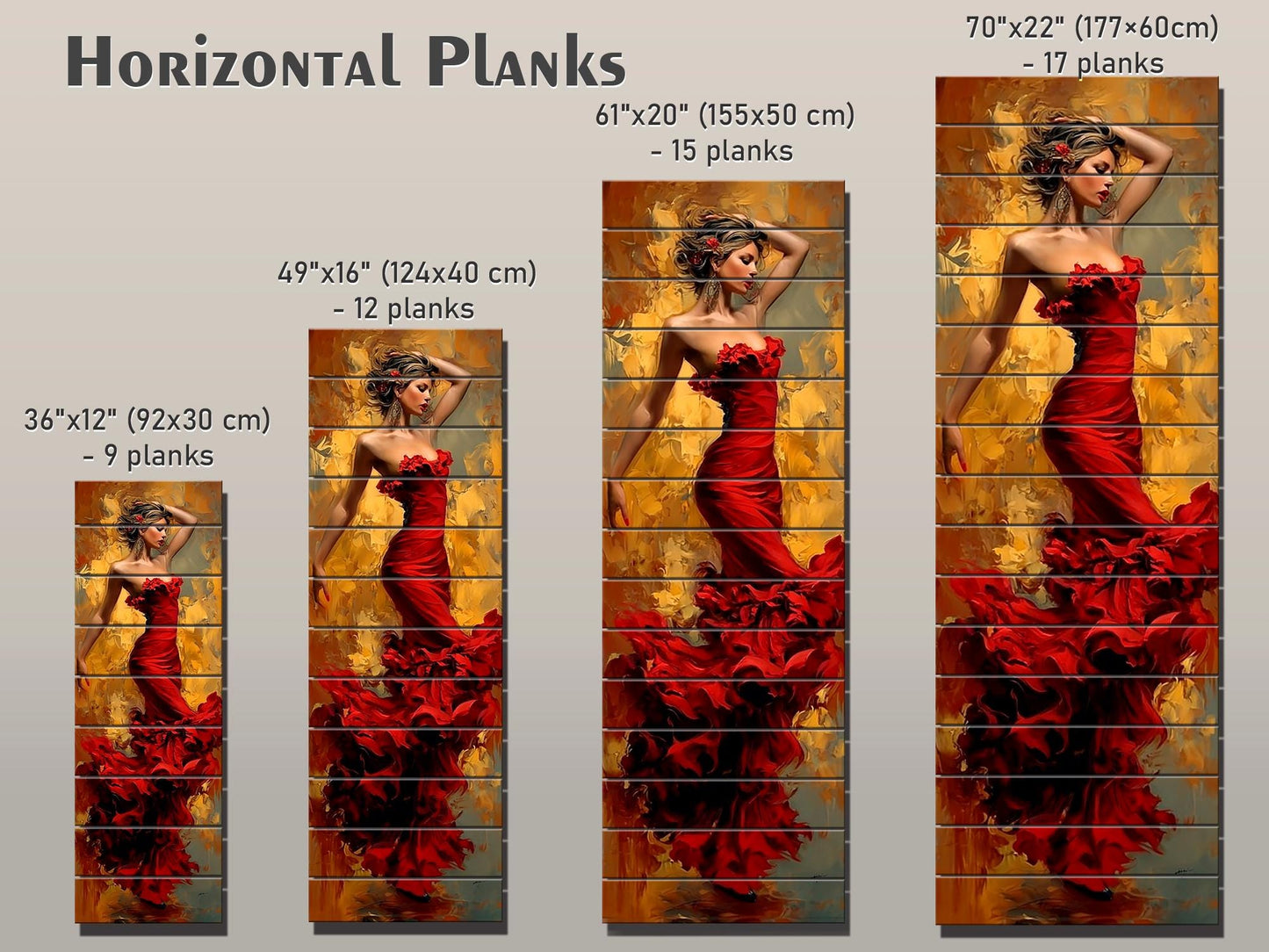 Elegant Woman in Red Dress Print on Wood – Lady in Red Oil Painting Style