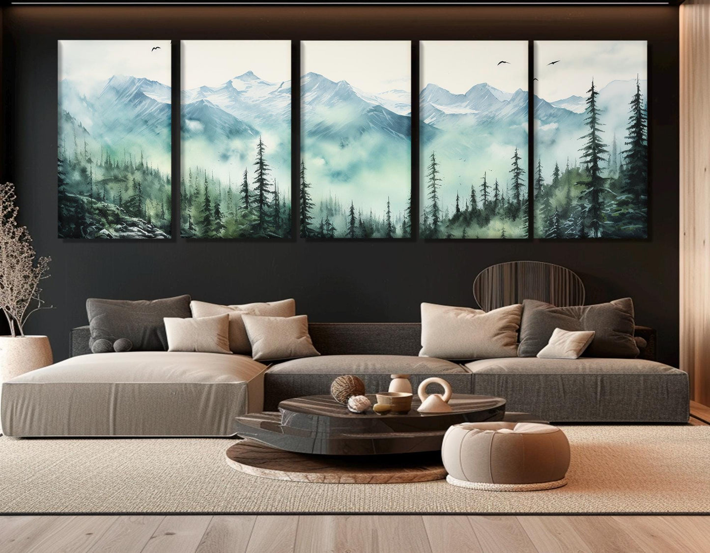 North Cascades Canvas Print – Misty Forest Painting | Framed Canvas, Ready to Hang