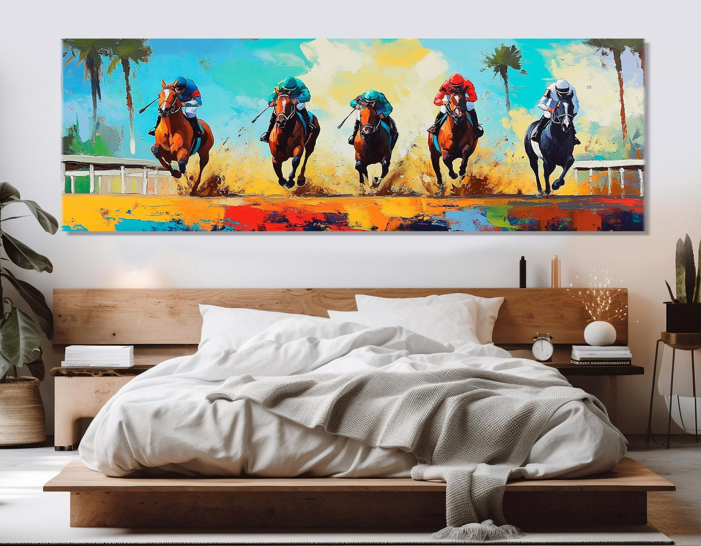 Horse Racing Canvas Print – Large Framed Wall Art | Ready to Hang Equine Decor