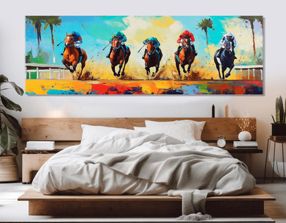 Horse Racing Canvas Print – Large Framed Wall Art | Ready to Hang Equine Decor