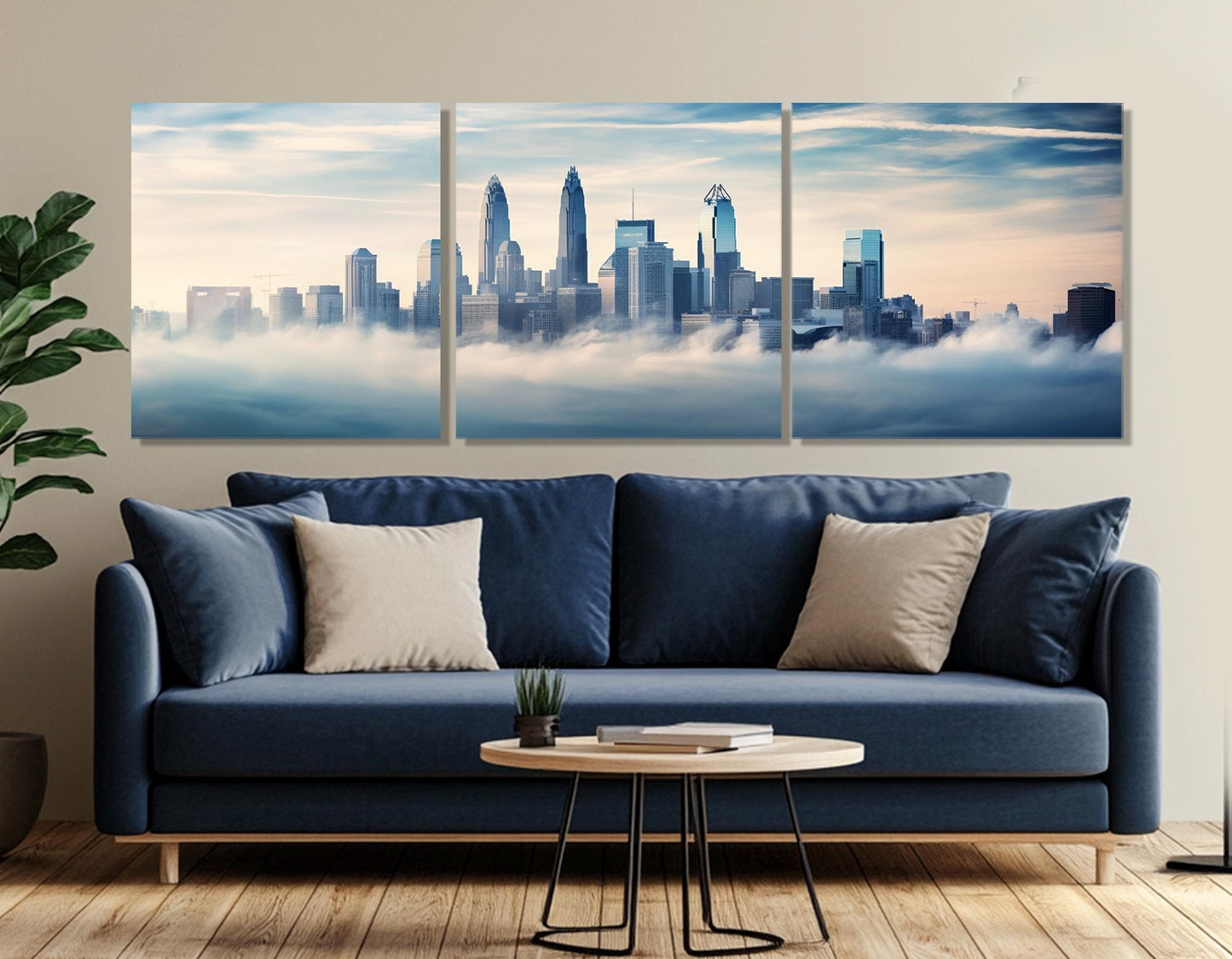 Charlotte Canvas Print – Large Abstract Cityscape on Cotton Canvas, Ready to Hang Art
