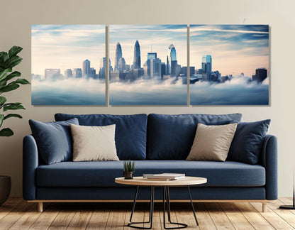 Charlotte Canvas Print – Large Abstract Cityscape on Cotton Canvas, Ready to Hang Art