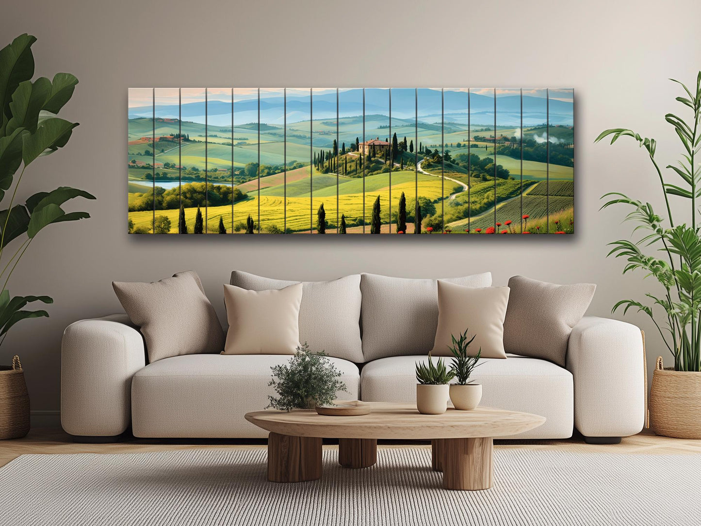 Rustic Wood Wall Art – Scenic Tuscany Landscape Art on UV Printed Wood