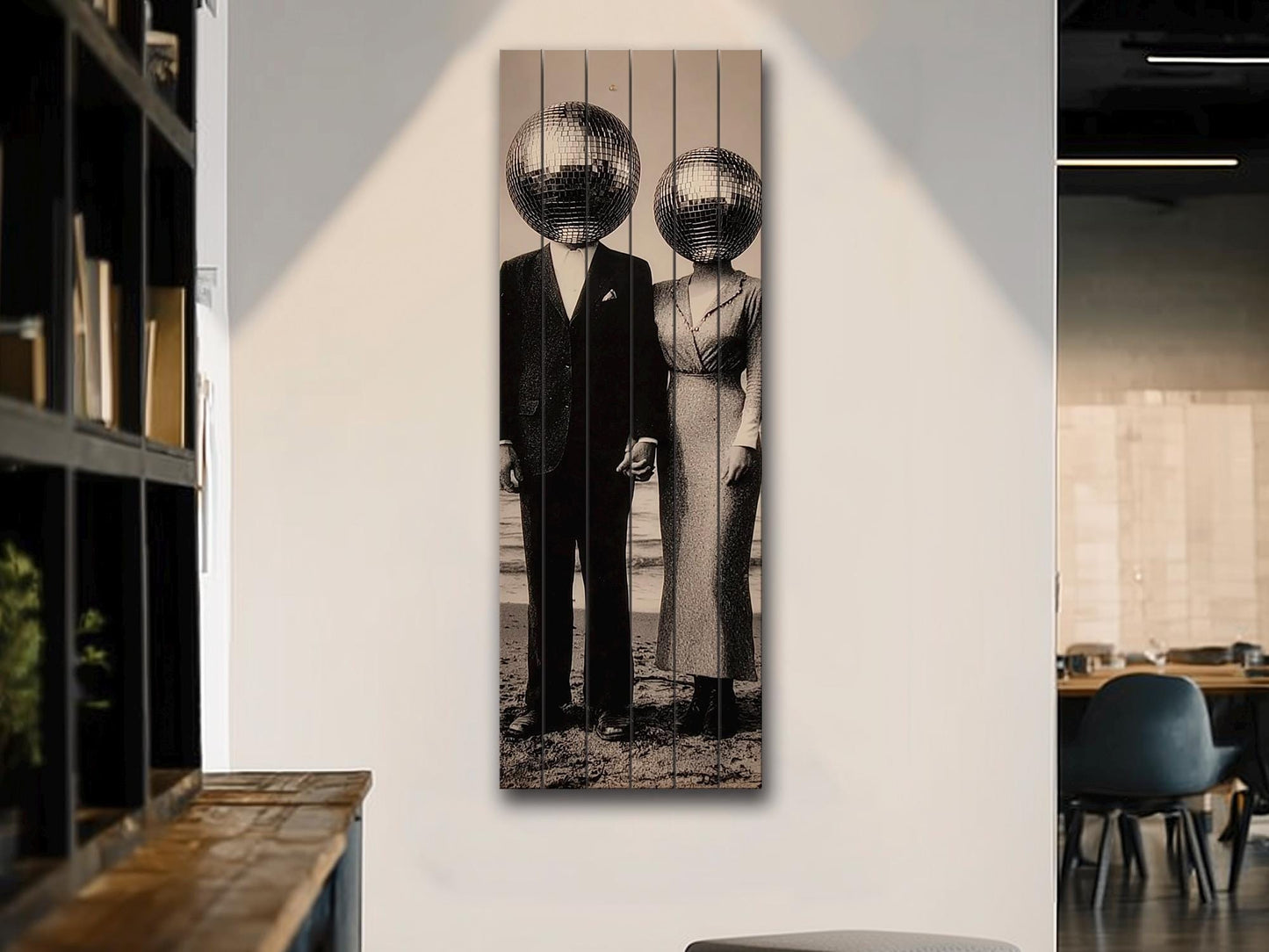 Vintage Wood Print – Black White Art Surreal Photo Print on Wood Planks