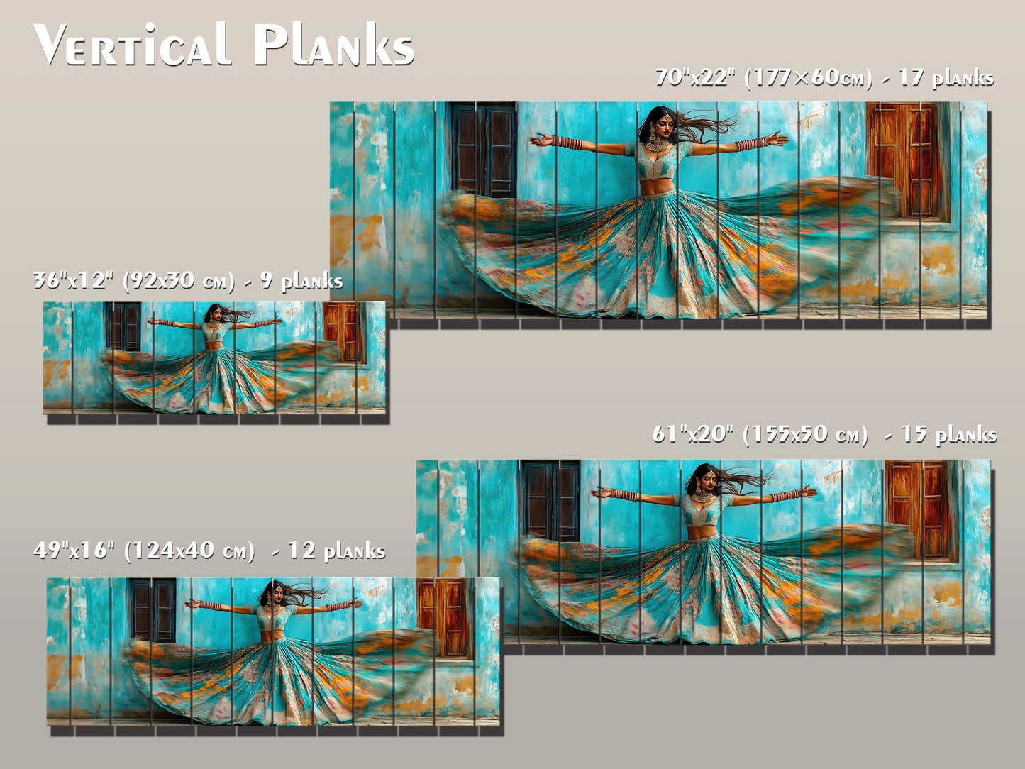 Beautiful Indian Woman Dancing Print on Wood - Rajasthan Wall Decor